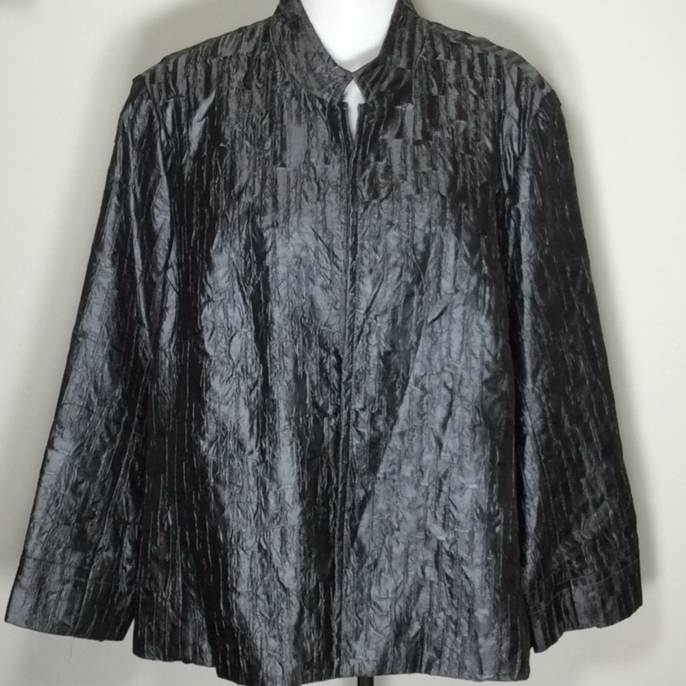 Toni Morgan Gray Crushed Shimmer Blazer